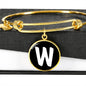 Initial W v3b - 18k Gold Finished Bangle Bracelet