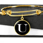 Initial U v3a - 18k Gold Finished Bangle Bracelet