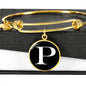 Initial P v3a - 18k Gold Finished Bangle Bracelet