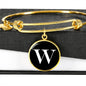 Initial W v3a - 18k Gold Finished Bangle Bracelet
