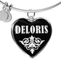 Deloris v03 - Heart Pendant Bangle Bracelet