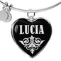 Lucia v02 - Heart Pendant Bangle Bracelet