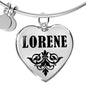 Lorene v01 - Heart Pendant Bangle Bracelet