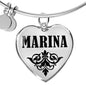 Marina v01 - Heart Pendant Bangle Bracelet