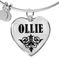 Ollie v01 - Heart Pendant Bangle Bracelet
