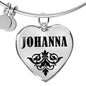Johanna v01 - Heart Pendant Bangle Bracelet
