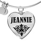 Jeannie v01 - Heart Pendant Bangle Bracelet