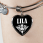 Lila v03 - Heart Pendant Bangle Bracelet