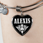 Alexis v03 - Heart Pendant Bangle Bracelet