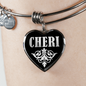 Cheri v02 - Heart Pendant Bangle Bracelet