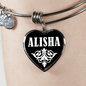 Alisha v03 - Heart Pendant Bangle Bracelet