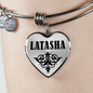 Latasha v01 - Heart Pendant Bangle Bracelet
