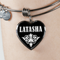 Latasha v03 - Heart Pendant Bangle Bracelet