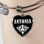 Antonia v03 - Heart Pendant Bangle Bracelet