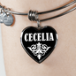 Cecelia v03 - Heart Pendant Bangle Bracelet