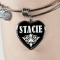 Stacie v03 - Heart Pendant Bangle Bracelet