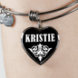 Kristie v03 - Heart Pendant Bangle Bracelet