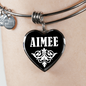 Aimee v03 - Heart Pendant Bangle Bracelet