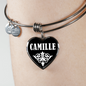 Camille v03 - Heart Pendant Bangle Bracelet
