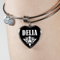 Delia v03 - Heart Pendant Bangle Bracelet
