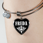 Freda v03 - Heart Pendant Bangle Bracelet