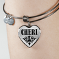 Cheri v01 - Heart Pendant Bangle Bracelet