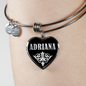 Adriana v02 - Heart Pendant Bangle Bracelet