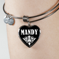 Mandy v03 - Heart Pendant Bangle Bracelet