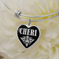Cheri v02 - Heart Pendant Bangle Bracelet