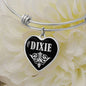 Dixie v02 - Heart Pendant Bangle Bracelet
