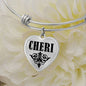 Cheri v01 - Heart Pendant Bangle Bracelet