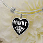 Mandy v03 - Heart Pendant Bangle Bracelet