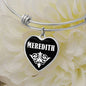 Meredith v03 - Heart Pendant Bangle Bracelet