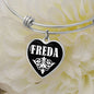 Freda v03 - Heart Pendant Bangle Bracelet