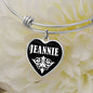 Jeannie v03 - Heart Pendant Bangle Bracelet