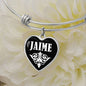 Jaime v03 - Heart Pendant Bangle Bracelet