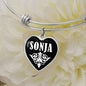 Sonja v03 - Heart Pendant Bangle Bracelet