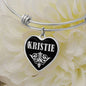 Kristie v02 - Heart Pendant Bangle Bracelet