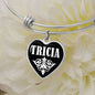 Tricia v03 - Heart Pendant Bangle Bracelet