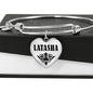 Latasha v01 - Heart Pendant Bangle Bracelet