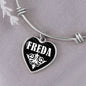 Freda v03 - Heart Pendant Bangle Bracelet