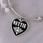 Nettie v03 - Heart Pendant Bangle Bracelet