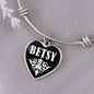 Betsy v03 - Heart Pendant Bangle Bracelet
