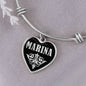 Marina v02 - Heart Pendant Bangle Bracelet