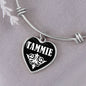 Tammie v03 - Heart Pendant Bangle Bracelet