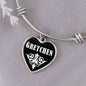 Gretchen v03 - Heart Pendant Bangle Bracelet