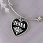Jenna v03 - Heart Pendant Bangle Bracelet