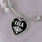 Lela v03 - Heart Pendant Bangle Bracelet