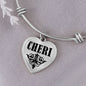 Cheri v01 - Heart Pendant Bangle Bracelet