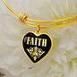 Faith v02 - 18k Gold Finished Heart Pendant Bangle Bracelet